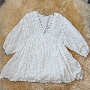 Zara White Eyelet Dress Large